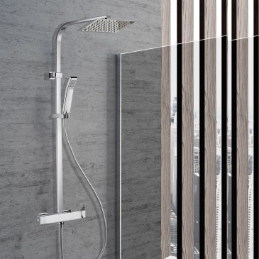 Colonna doccia con miscelatore a due uscite soffione e doccette Boitè