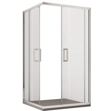 Cabine de douche d'angle H195 cm deux portes coulissantes en cristal Adry mat 6 mm