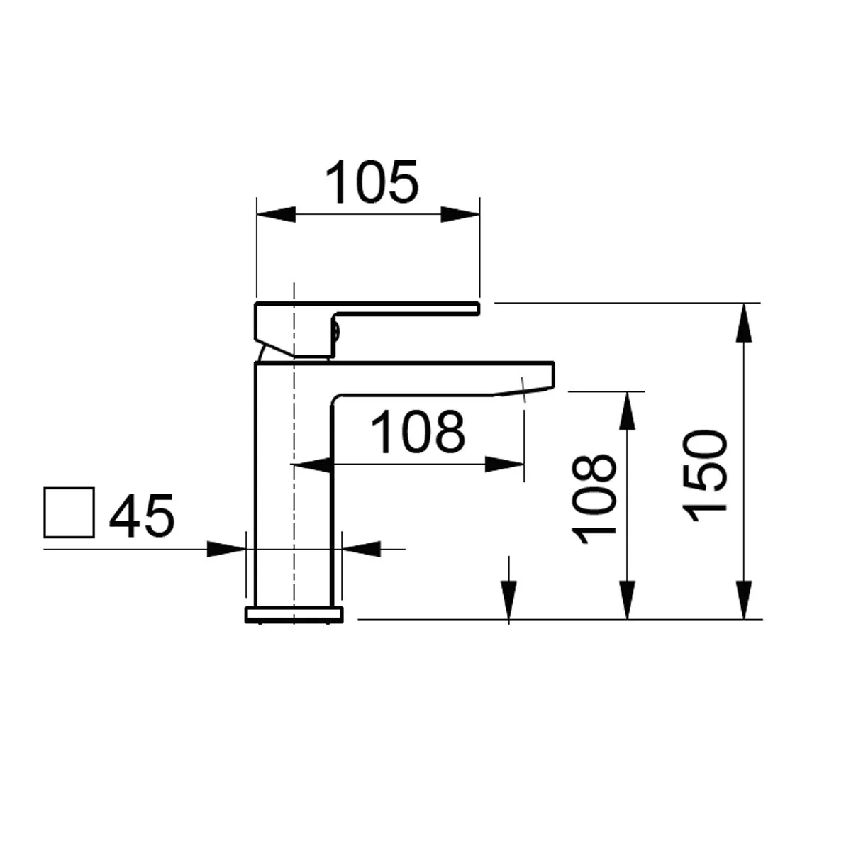 Miscelatore lavabo 1 leva quadrato cromato Manhattan